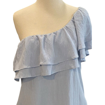 Size Medium Vestique Blue One Shoulder Ruffled Women's Dress NWT