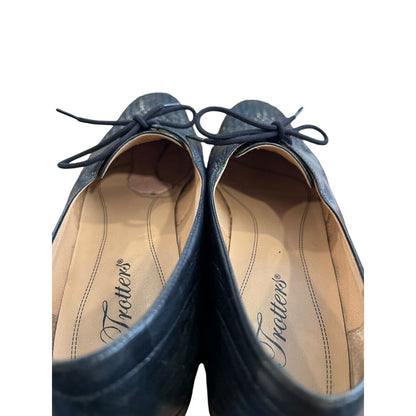 Vintage TROTTERS LILA Woven Leather Black Oxford Shoes Flats 9.5 S (AAA)