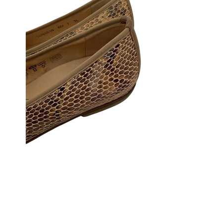 Size 10W Waldlaufer Weite H Wide Women's Brown Tan Reptile Print Flats Comfort Shoes
