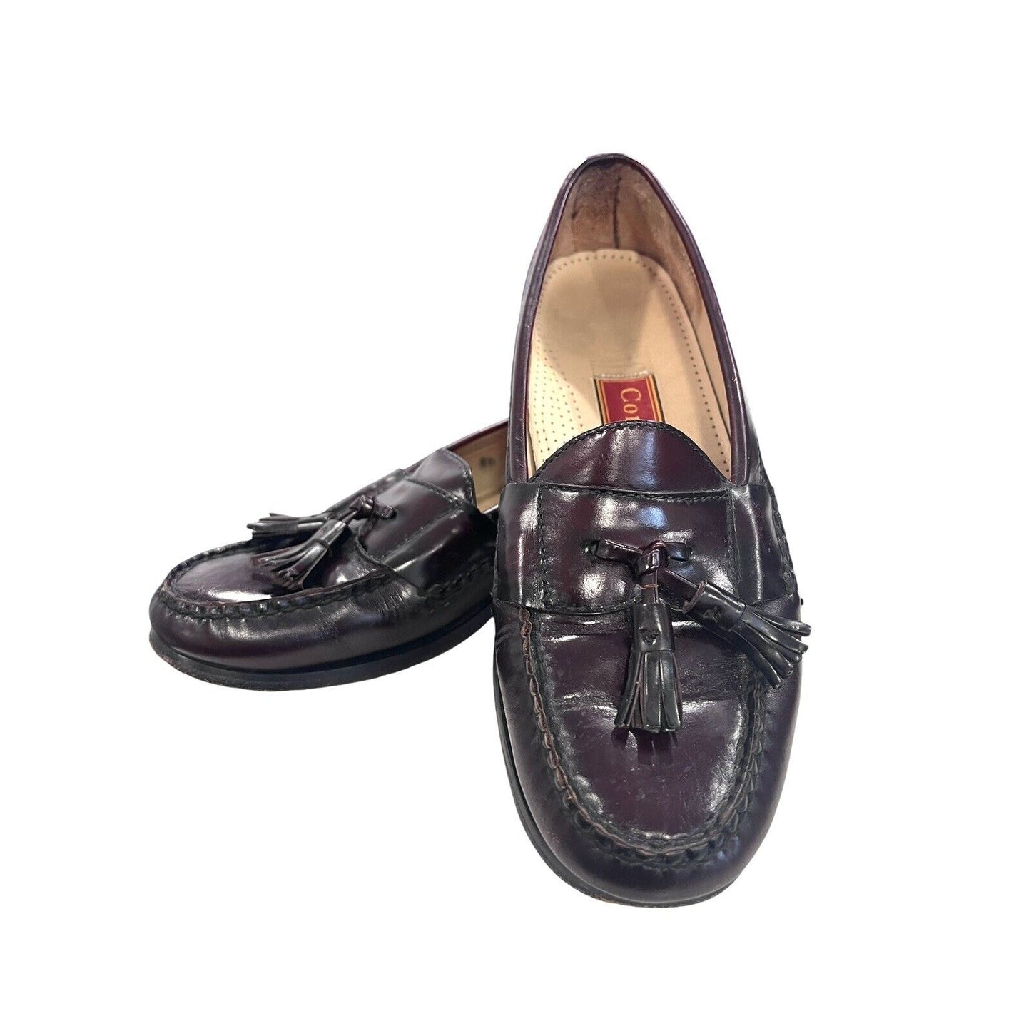 Cole Haan Burgundy Leather Slip-On Tassel Loafers Size 8.5 Classic Preppy