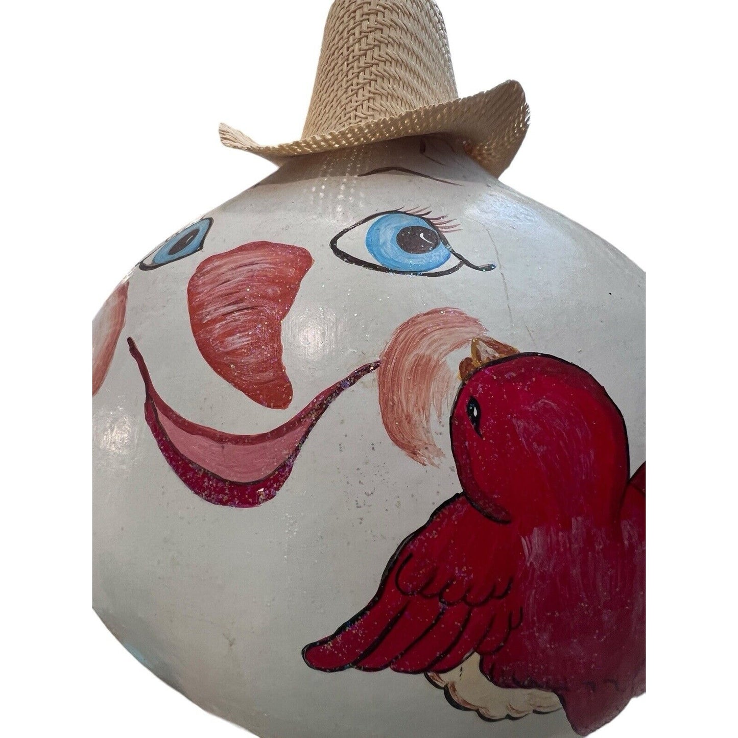 Gourd Snowman Scarecrow Hand Painted Christmas Winter Holiday Decoration Bird