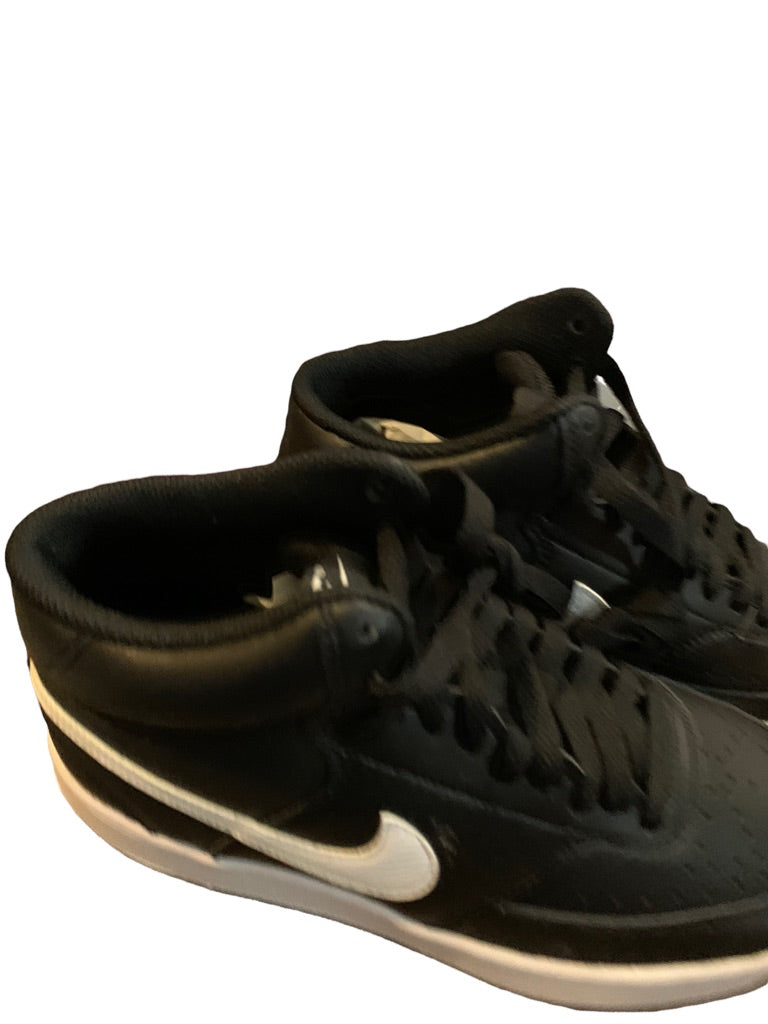7M Nike Womens Court Vision Black White Leather Mid Sneaker New CD5436-001