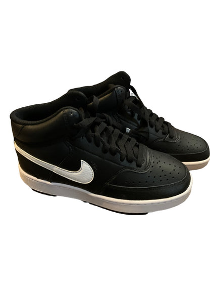 7M Nike Womens Court Vision Black White Leather Mid Sneaker New CD5436-001