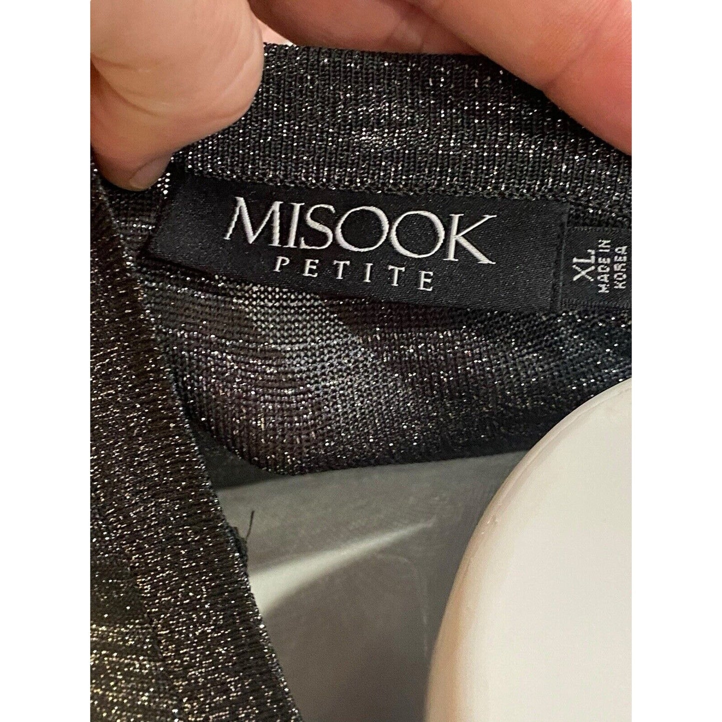 Exclusively Misook Jacket Pant Set XL Petite Metallic Jacket And XL Black Pant