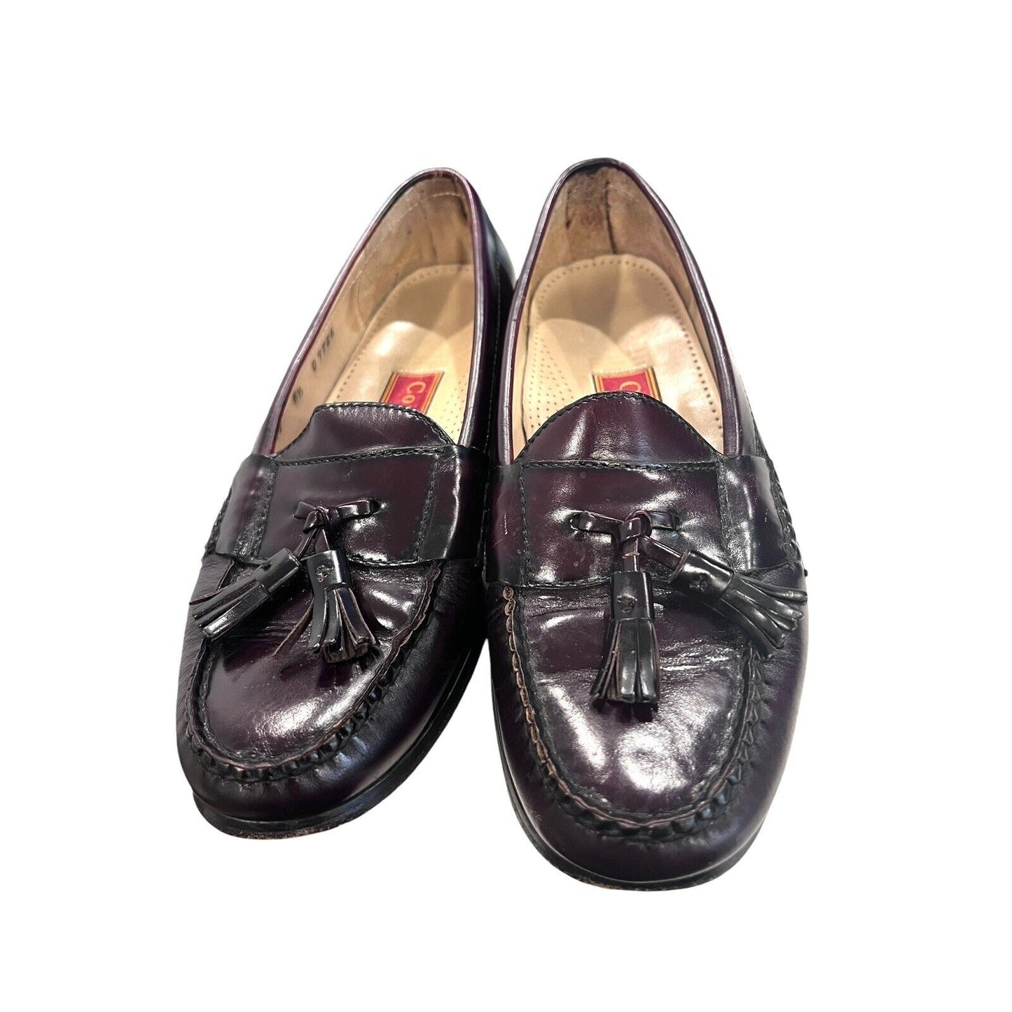 Cole Haan Burgundy Leather Slip-On Tassel Loafers Size 8.5 Classic Preppy