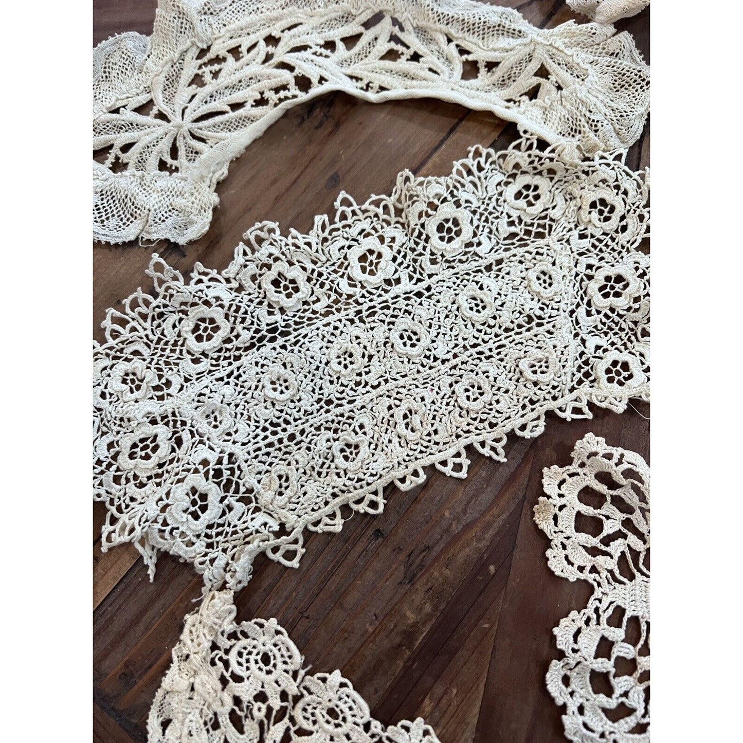 Antique Vintage Lace Collars And ScrapsVictorian Ivory Edwardian Sewing