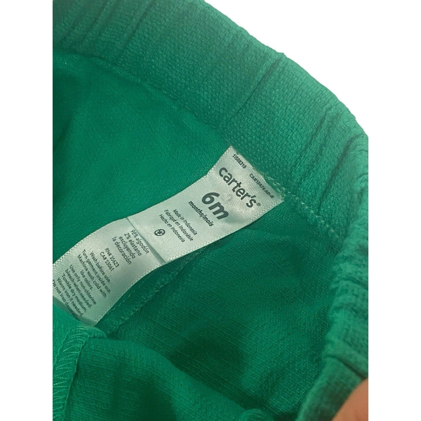 Size 6M Carter's Baby Girls Solid Green Ruffle Accent Pull On Shorts EUC