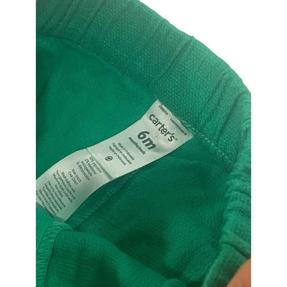 Size 6M Carter's Baby Girls Solid Green Ruffle Accent Pull On Shorts EUC