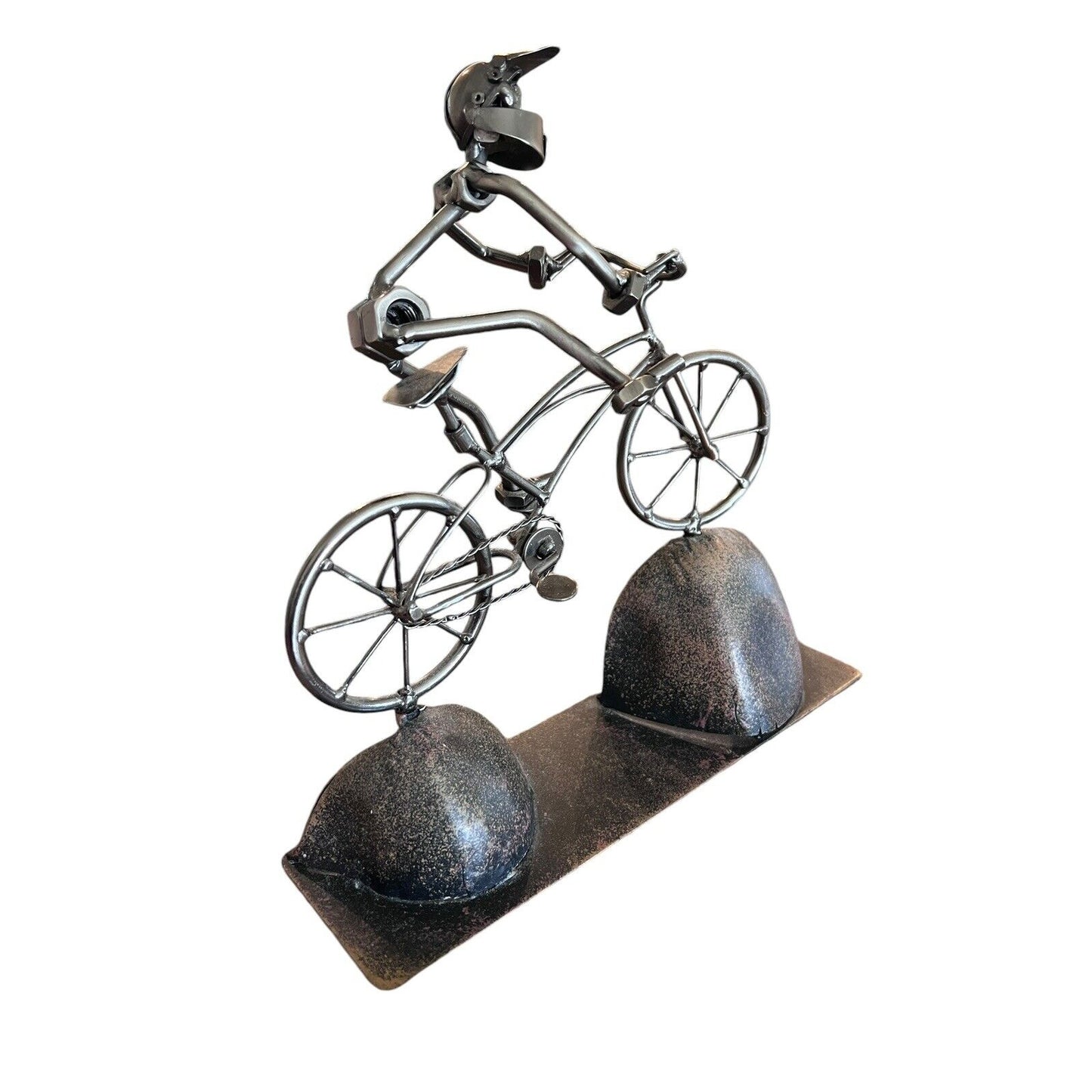 Bicycle Cyclist Nuts & Bolts Metal Sculpture BMX Bike Mountain Bike