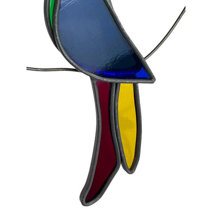 Vintage Stained Glass Parrot Partridge Bird in Loop Sun Catcher