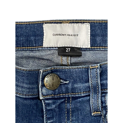 Size 27 Current Elliott Women Jeans Skinny Medium Wash Distressed Hem Raw