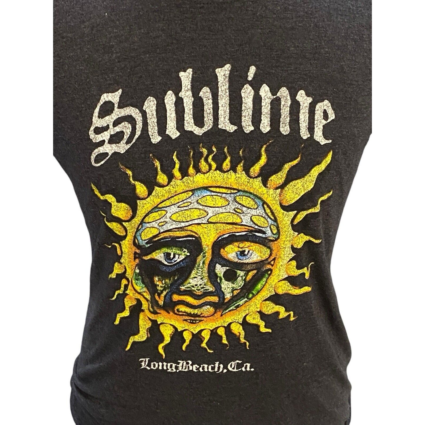 Size L Sublime Men T-Shirt Dark Gray Long Beach California Graphic Tee