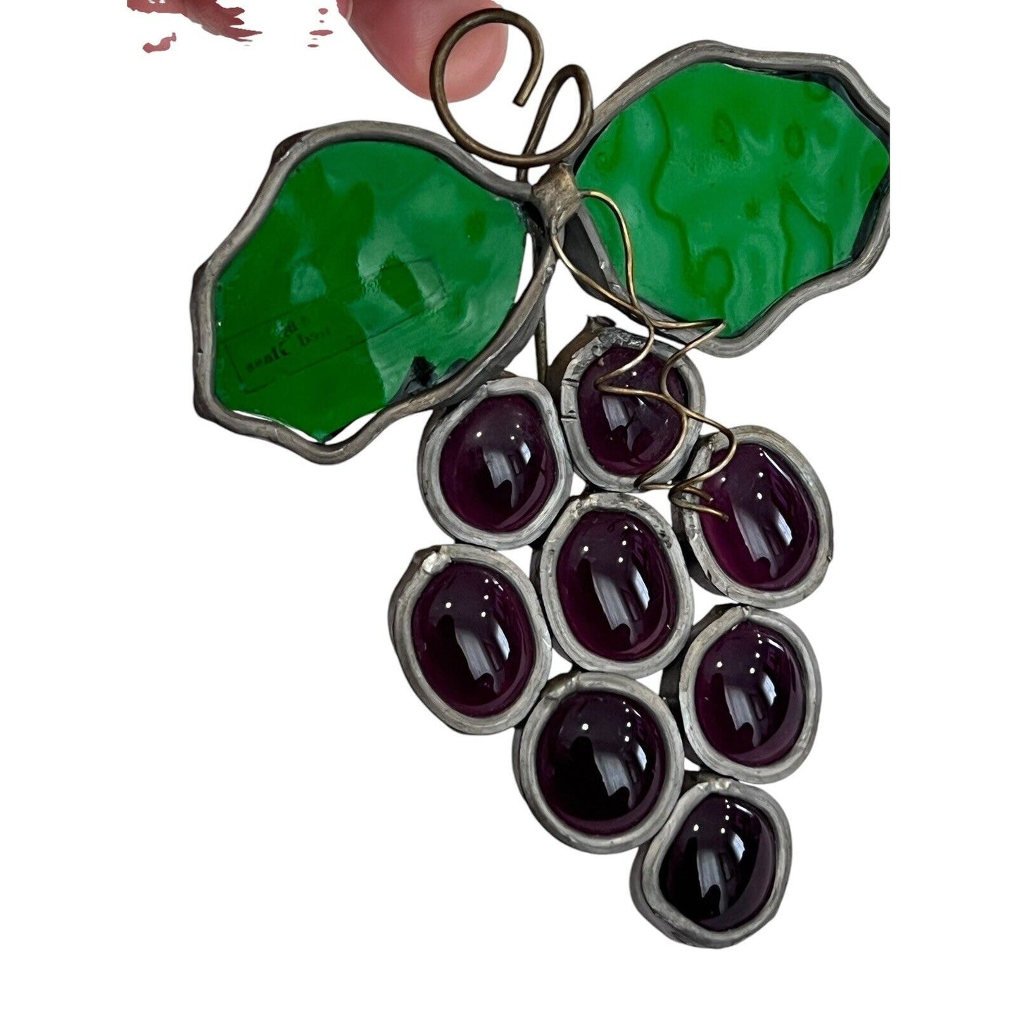 Vintage Lamp Shade And Grapes Stained Glass Sun Catchers 3 Piece Set