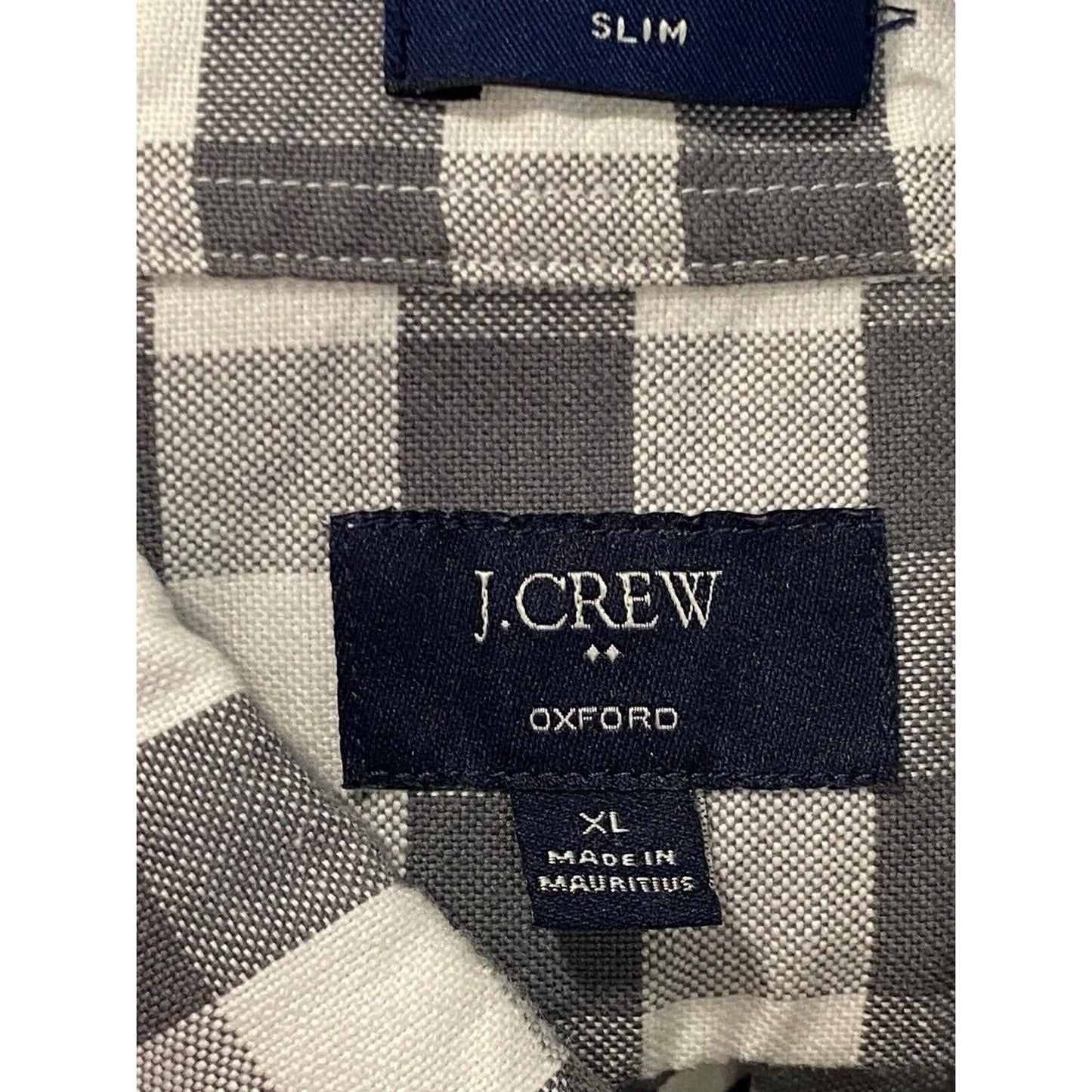 XL J Crew Shirt Mens Gray Checked Cotton Button Down Long Sleeve