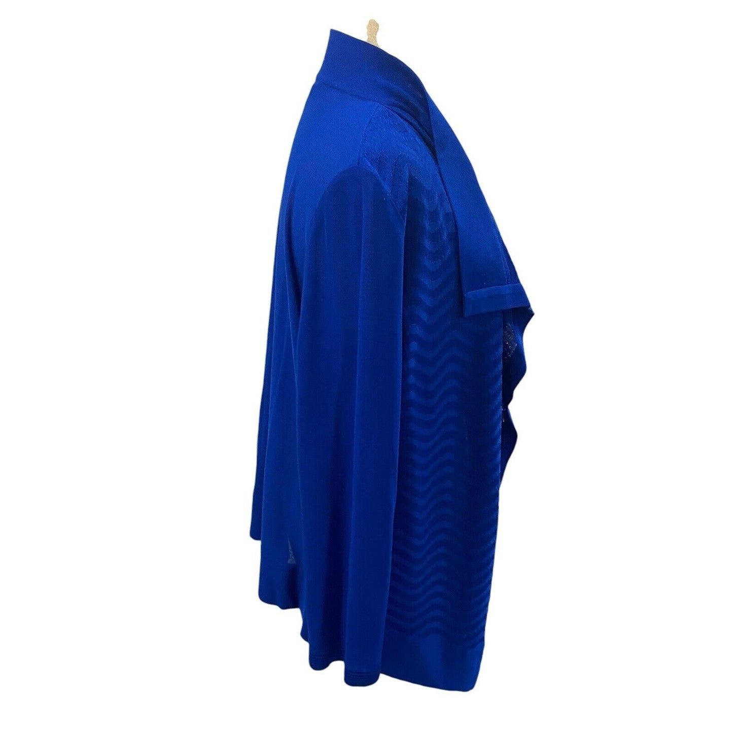 Small Exclusively Misook Blue Solid Open Front Sweater Cardigan Textured