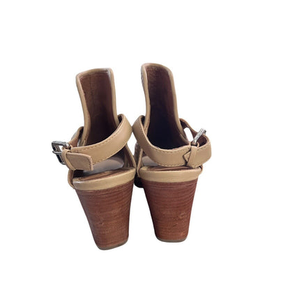 Frye Womens Woven Leather Slingback Open Toe Booties Boots Dani Lt Beige Size 9