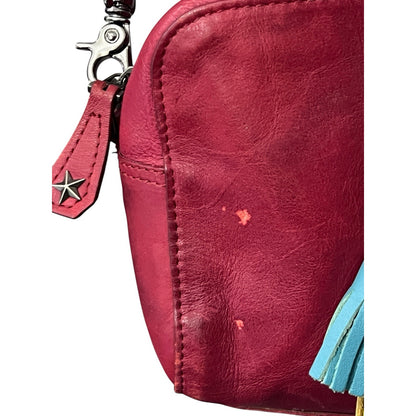 Velez Leather Handbag Crossbody Red Tassels Adjustable Strap