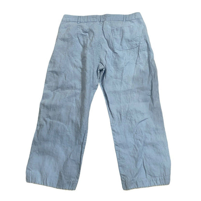 Size 8 (40 FR) Lulu Castagnette Cropped Wide Leg Pants Women Blue Linen
