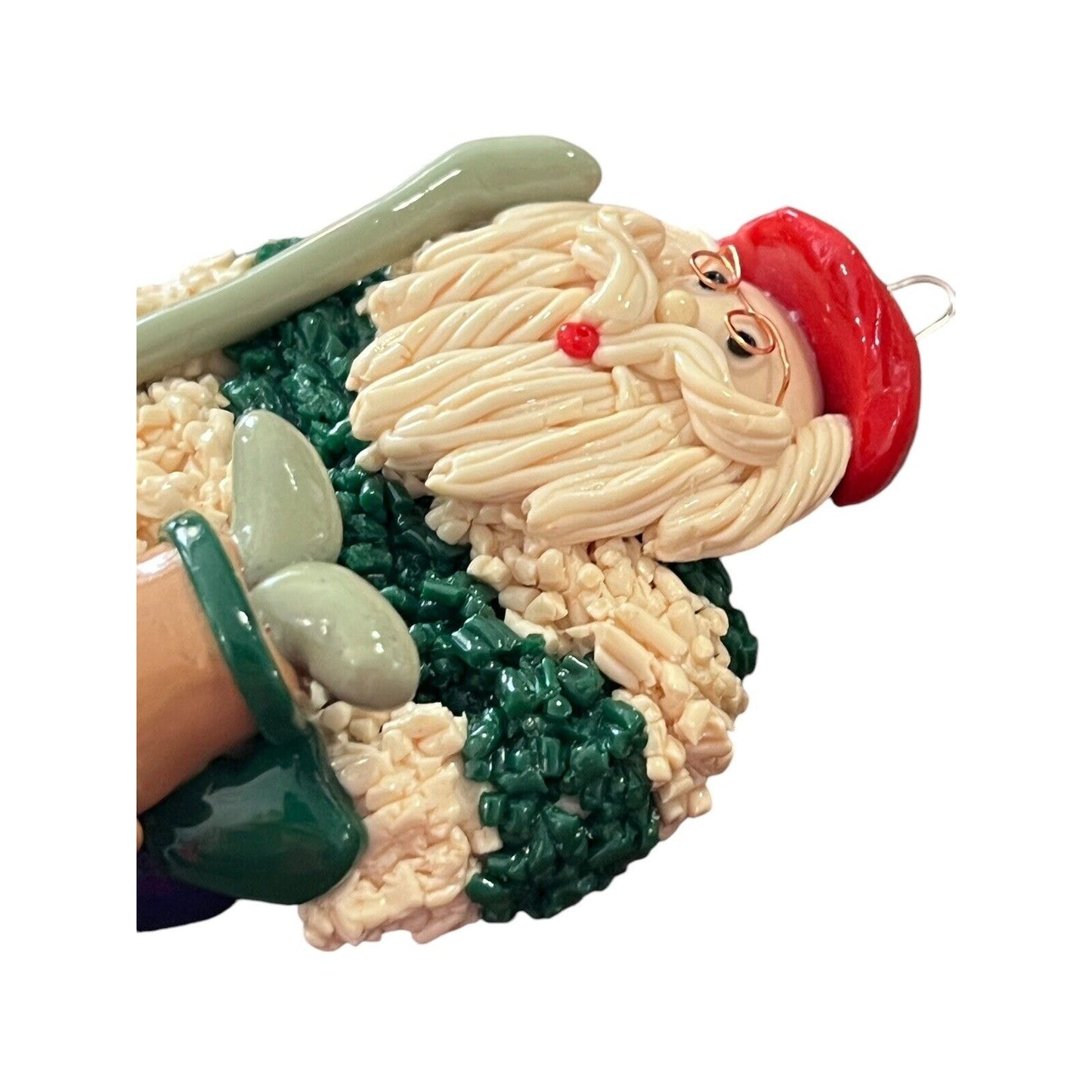 Dough Christmas Ornament Glossy Golf Santa Claus Sleigh Set Of Two