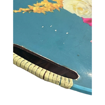 Vintage Serving Tray MCM Floral Roses Wrapped Handles Bouquet Bright Japan