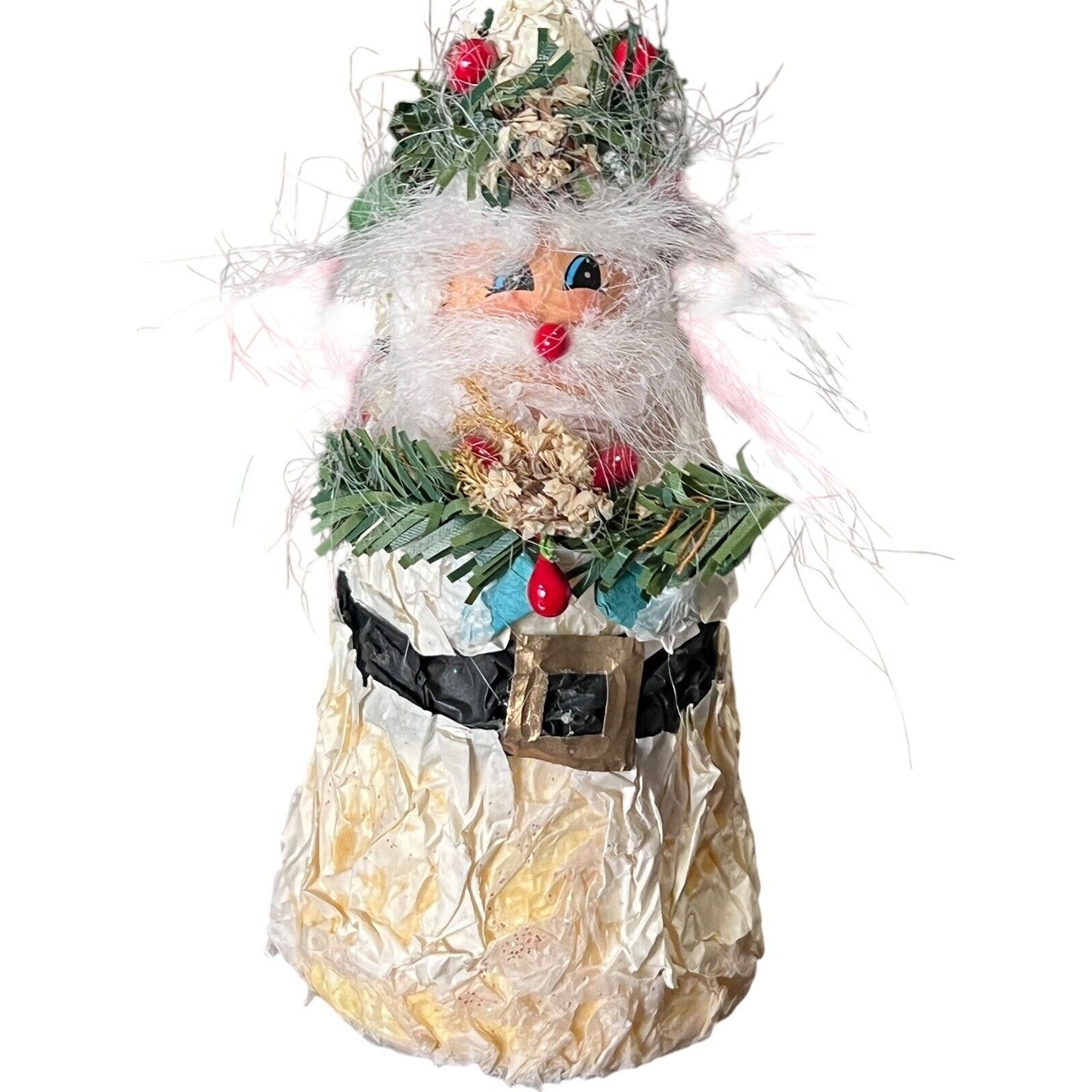 Vintage Santa Claus Christmas Ornament Holiday Styrofoam Tissue Old World