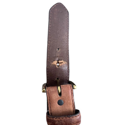 Size 36 Rocky Mountain Leather Brown Brass Buckle Worn Belt