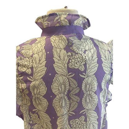 Small NWT Mazik Sleeveless Floral Ruffled Shirt Top Blouse Lavender