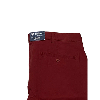 Cremieux Chino Pants Mens 33x32 Madison Comfort Stretch Fit NWT Red Burgundy