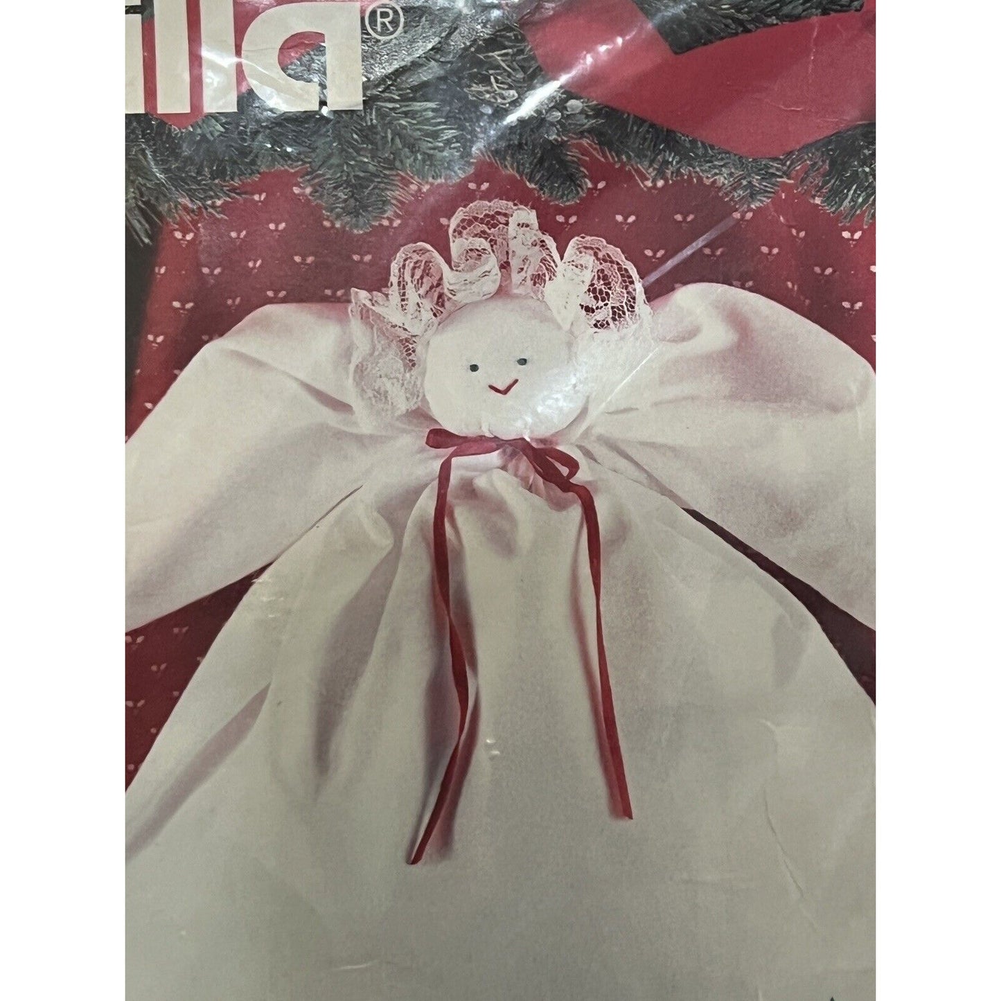 1994 Bucilla Noel Angel Baby 15" Poinsettia Stamped Cross Stitch #33416 NOS