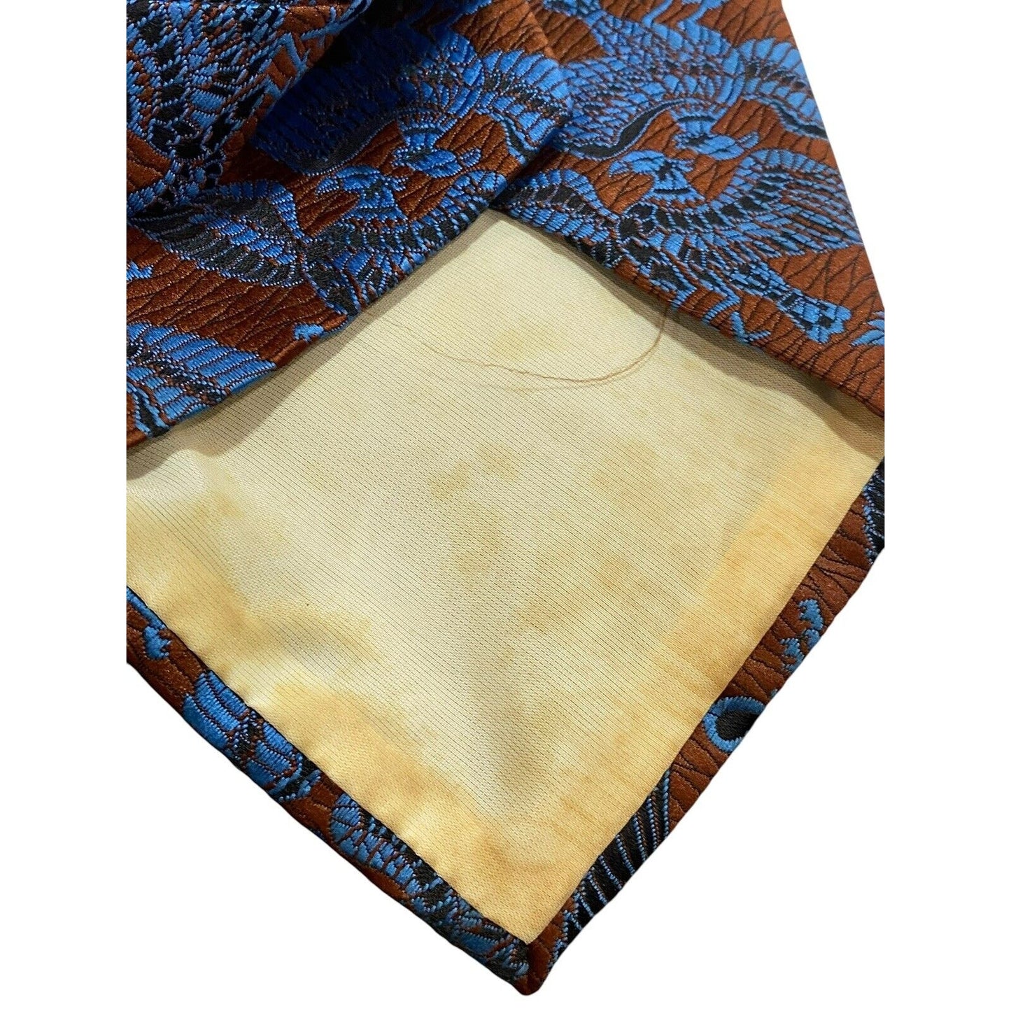 Vtg Sears Men's Store 60s 70s Polyester Tie Necktie Brown Blue Phoenix Bird