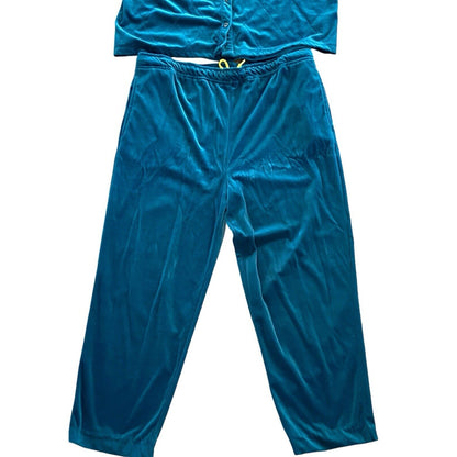 Women's Euro Joy Teal Green 2pc Velour Casual Leisure Y2K Tracksuit Vintage