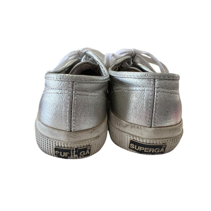 Superga Silver Metallic Shoes Womens Size 5.5 Low Top Sneakers Street Machine