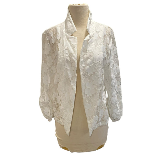 Est. 1946 Jacket Style Lightweight Open Cardigan White Lace Cottagecore Preppy