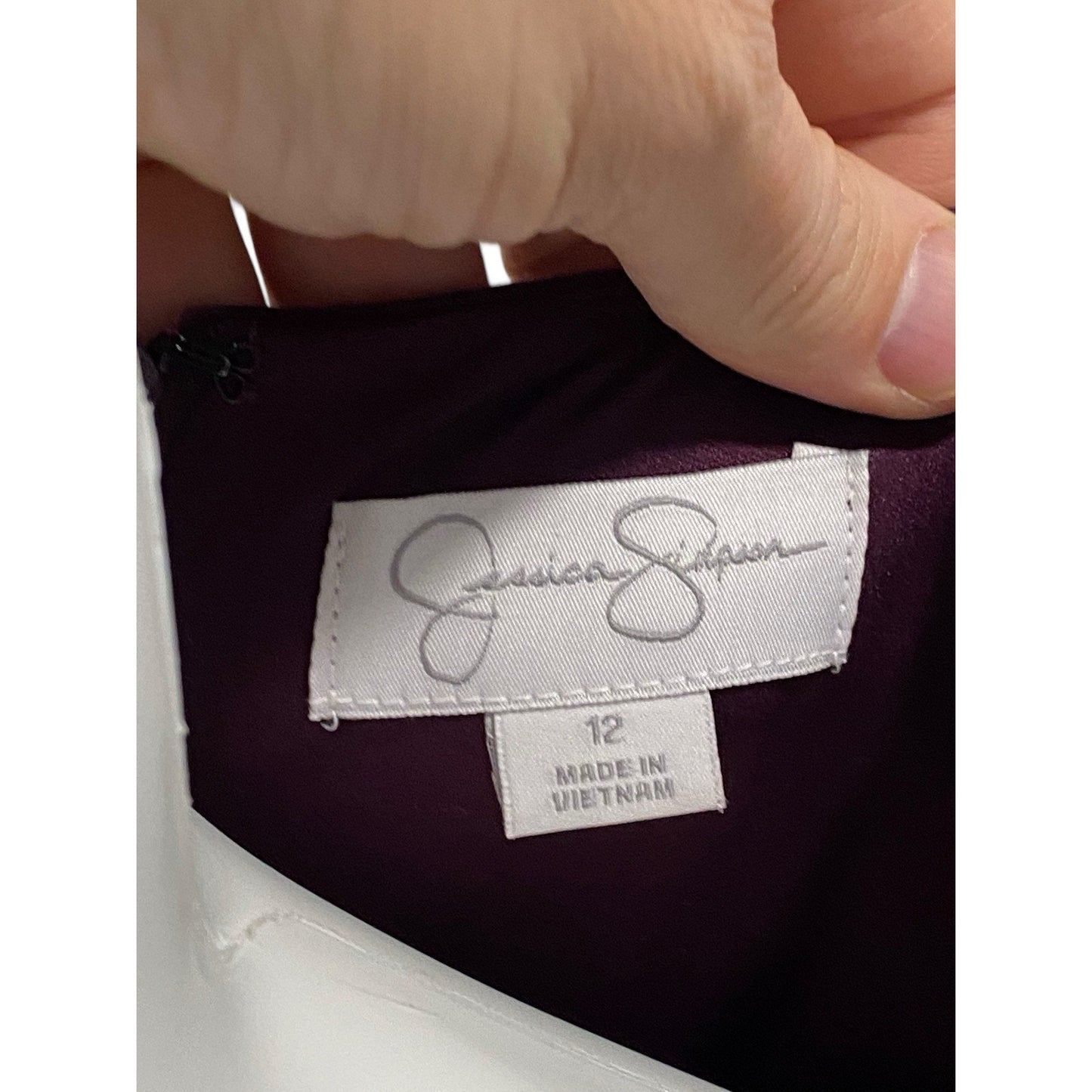 Jessica Simpson Purple Elbow Sleeve Pleated Rouched Sheath Dress Size 12