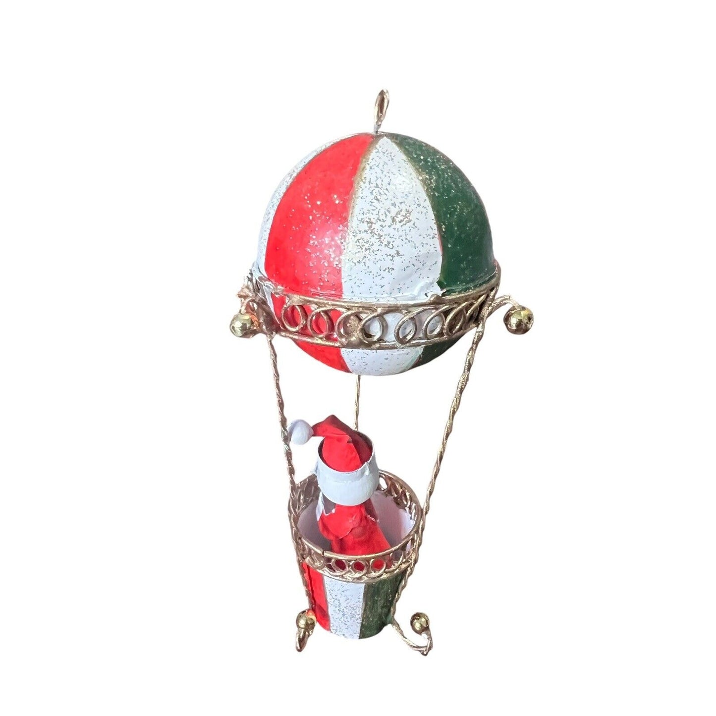 Metal Santa Claus Hot Air Balloon Christmas Ornament Holiday Painted