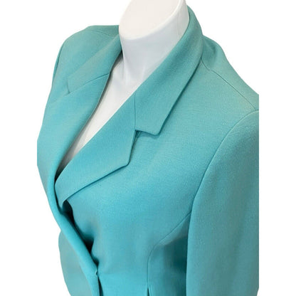 Bleyle Virgin Felted Wool Suit Set Blazer Turquoise Classic Size 18 Skirt 14 Top