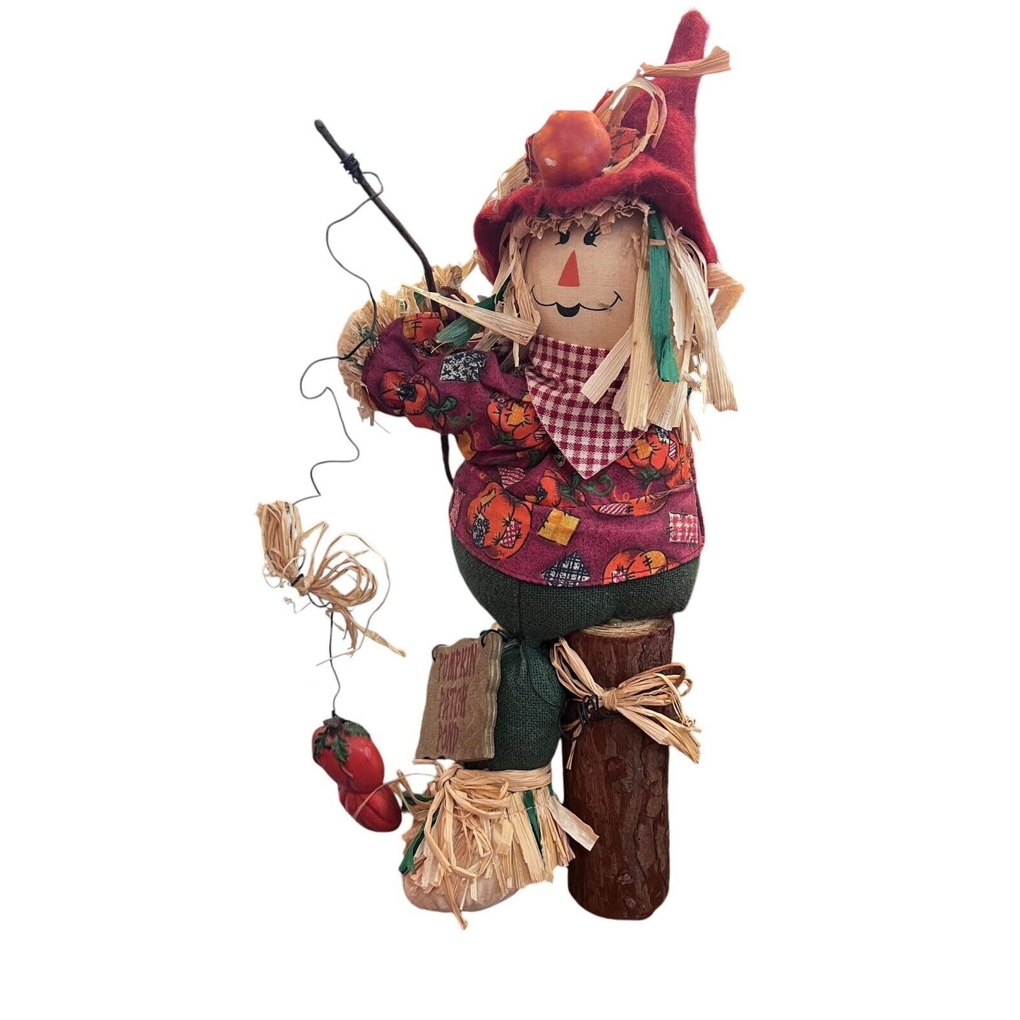 Scarecrow Table Top Decor Pumpkin Patch Pond Fishing Halloween Figure