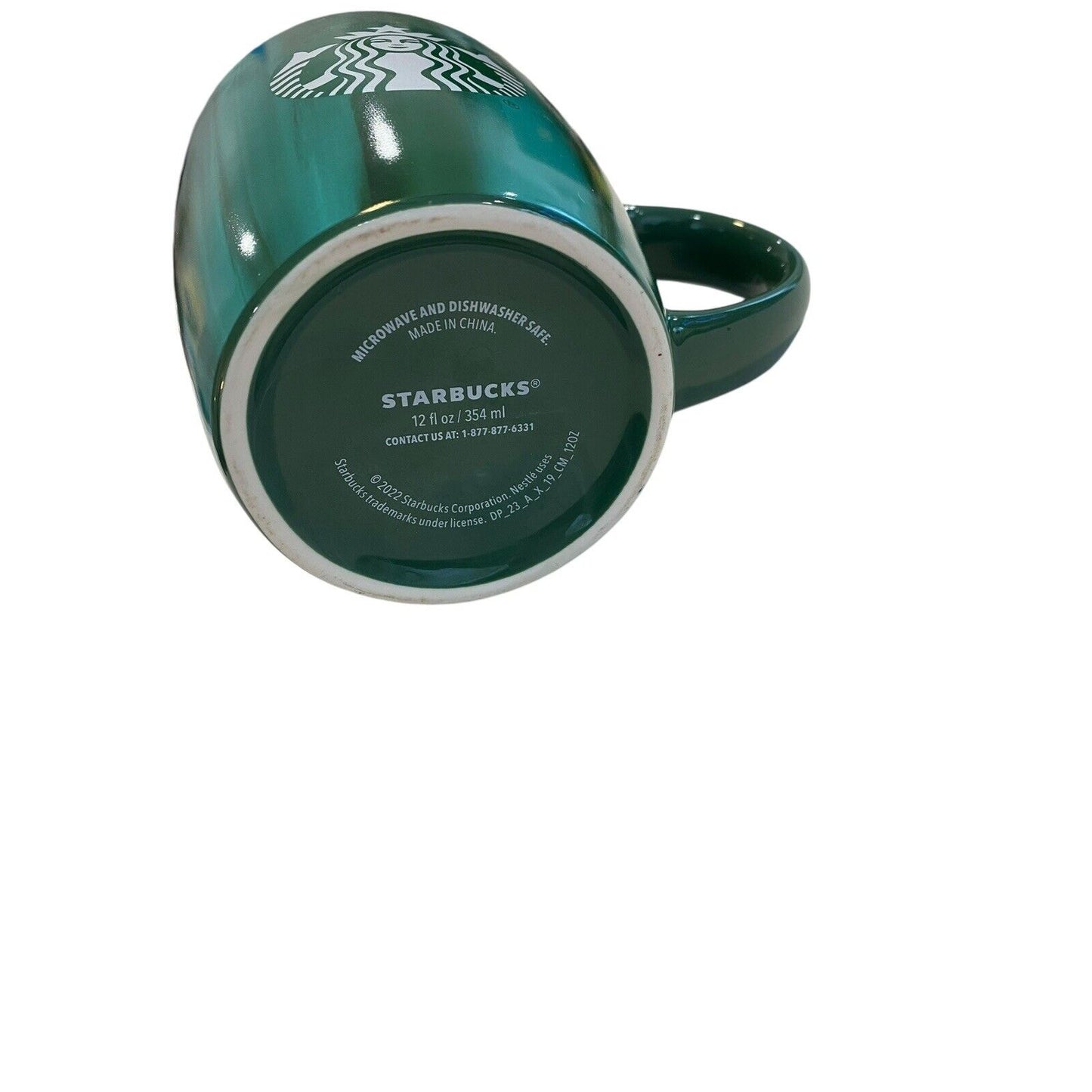 Starbucks Dark & Light Green Striped Coffee Mug 12oz EUC