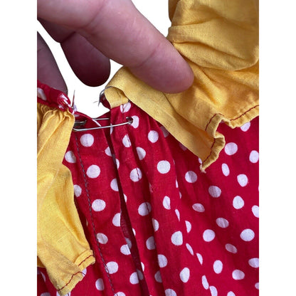 Vintage Homemade Handmade Kids Clown Costume Polka Dots Red Yellow