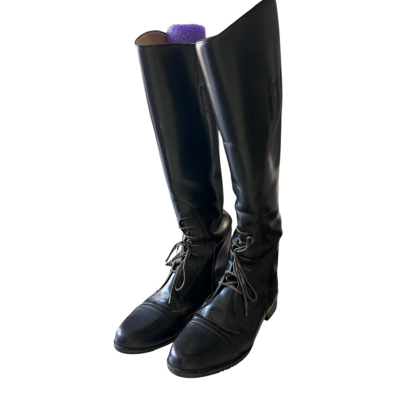 Amazonas Black Leather Lace Pull On Equestrian Riding Boots Size 7 R