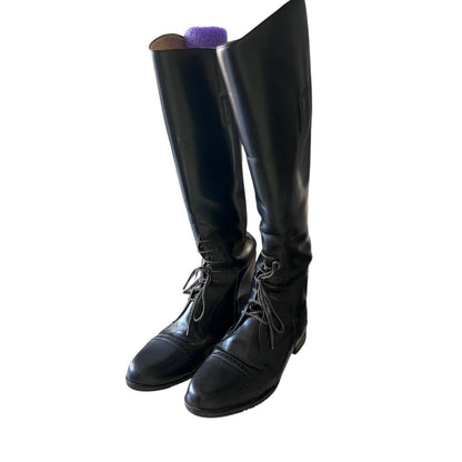 Amazonas Black Leather Lace Pull On Equestrian Riding Boots Size 7 R