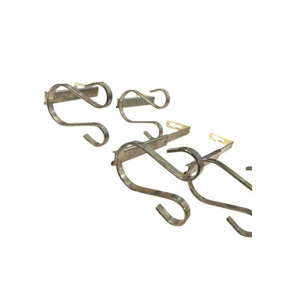 5 Double Gooseneck Swag Drapery Hooks Hook Rosettes Bishop Sleeve Brass Tone Set