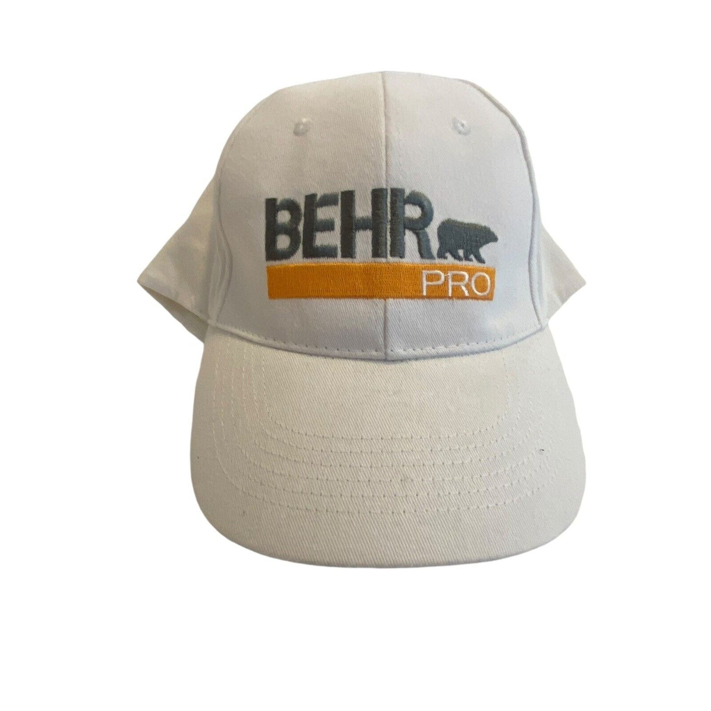 Behr Pro White Baseball Hat Embroidered Logo Ball Cap Hook Loop Adjustable