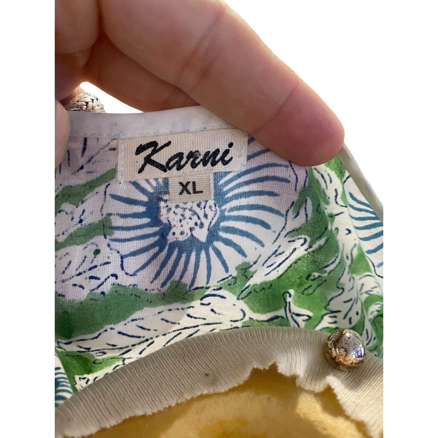 Size XL Karni Cotton Green And Blue Floral Printed Boho Maxi Dress