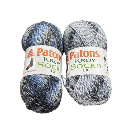 2 Skeins Patons Kroy Sock Yarn Jacquards 75% Wool 25% Nylon Clay Color Blue Gray