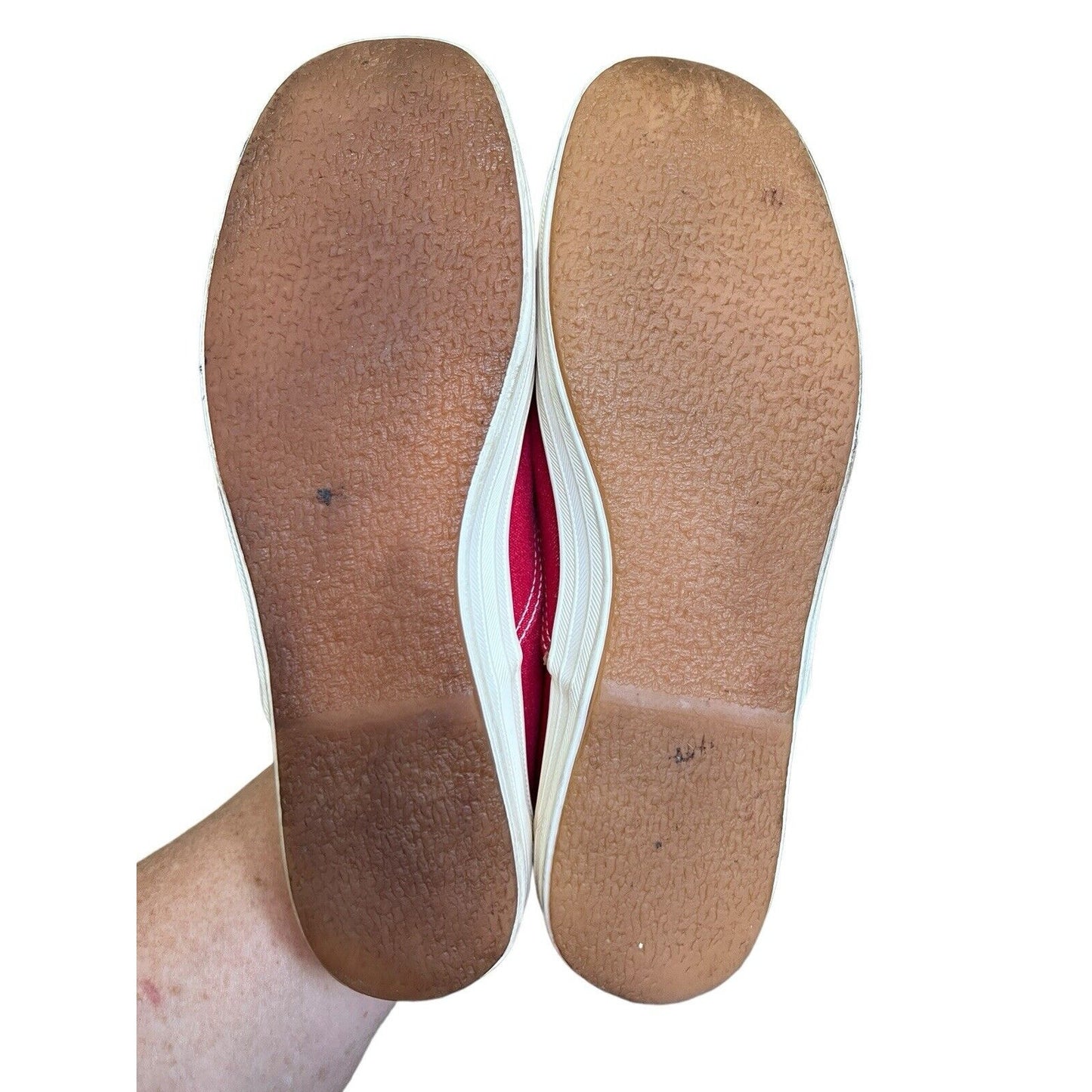 90s Vintage Keds Denim Sneakers Women 7.5 Retro Red Lace Up Shoes No Laces