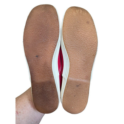 90s Vintage Keds Denim Sneakers Women 7.5 Retro Red Lace Up Shoes No Laces