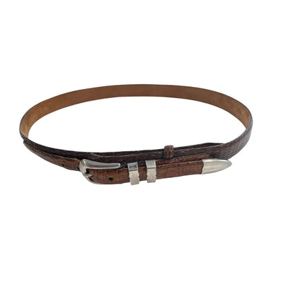 Size 38 Vintage Tulliani Mens Buckle Belt 1" Italian Calfskin 3127 Brown Texture