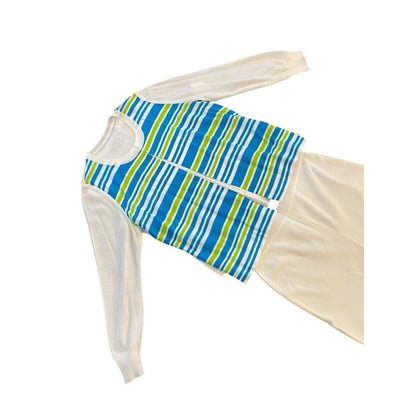 Exclusively Misook Jacket Pant 3 Piece Set NWT Size XL Cream Blue Green Stripe