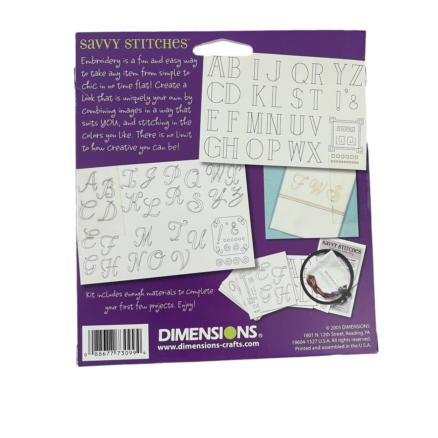 Dimensions Savvy Stitches Embroidery Transfers Monograms Sewing Craft NEW